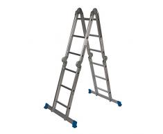 Silverline 953474 - Escalera multiuso con plataforma, color plata