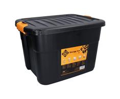 FORTE Tools Caja de almacenamiento de 42 l con cierre de clic 50 x 39 x 34 cm en negro maletín de herramientas, robusto, apilable, se puede cerrar (000051361905)