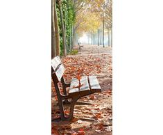 Posterdepot Papel pintado para puerta puerta Póster solitaria Park Banco en una Avenida – Otoño ánimo – Tamaño 93 x 205 cm, 1 pieza, ktt0640