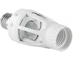 Electraline 58309 - Portalámparas, base de la bombilla E27, con sensor crepuscular y detector de movimiento