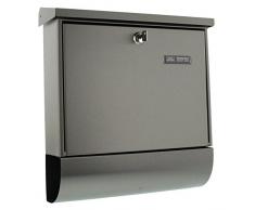 BURG-WÄCHTER, Set de buzón de acero inoxidable y portaperiódicos, Bocacarta tamaño A4, Superficie galvanizada, Acero inoxidable, Amrum 3867 Ni