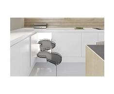 Kesseböhmer Lemans II 8179209846 - Extractor Giratorio para Armario esquinero (Incluye 2 Tablas, orientable a la Derecha, Anchura de la Hoja 450 mm, Acero/Tablero DM, Ancho 450 mm)