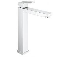 Grohe Eurocube - Grifo de baño para lavabos tipo bol de sobremueble, cuerpo liso, caño extra alto, tecnología Grohe EcoJoy (Ref. 23406000)