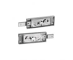 Cerraduras laterales accoppiate para persiana Art. a711.0 una conducción, Cilindro de latón.Incluye dos llaves. Acabado galvanizado. Caja mm 155 x 55.