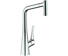 Hansgrohe 14820800 Metris grifo de cocina con ducha extraíble, acero inoxidable