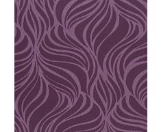 Casadeco Empreintes 21915108 - Papel pintado imitación piel de animales de rayas onduladas color lavanda y ciruela oscuro