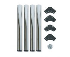 Emuca 2034251 - Lote de 4 pies de mesa regulables (acero pintado, diámetro de 60 x 830 mm ) color níquel satinado