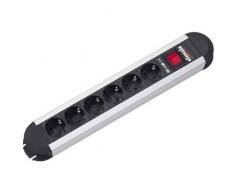 Bachmann 330.071 - Regleta para escritorio con interruptor (6 enchufes), color negro y plateado