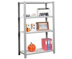 Simonrack 332100143159044 - Estantería metálica sin tornillos (1500 x 900 x 400 mm, 200 kg/estante, 4 estantes metálicos) color oscuro/blanco