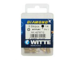 Witte 427971 - Puntas en cajita de plástico, largo 25 mm, tipo: PH 1 DIAMOND FLEX (Puntas / Caja: 5)