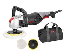 Skil Masters 9955MA - Pulidora enceradora orbital con dos almohadillas de 125/180 mm con variador de velocidad (1300 W, arranque suave, 2 pieles de pulidora, bolsa de lona)