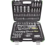 JBM 52978 Piezas con vasos hexagonales en estuche, Negro, Set de 108