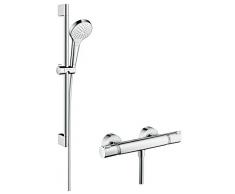 Hansgrohe 27013400 Croma Select S Vario combinación de set de ducha y termostato, 0,65m, 3 tipos de chorro, blanco/cromo