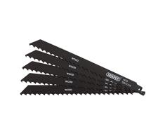 Draper 38589 - Hojas de sierra sable para cortar madera y plástico, 225 mm, 3 TPI (5 unidades)