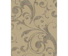 Marburg Tapeten 53158 La Veneziana 2 - Papel pintado (fieltro), diseño vegetal, color amarillo metálico y beis