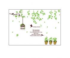 Diseño con texto en inglés DIY extraíble rama de hojas de vinilo adhesivo decorativo para pared 60 x 90 cm verde