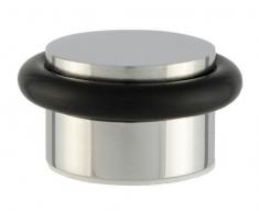 EVI Herrajes I-140 - Tope de puerta adhesivo, acabado brillante (acero inoxidable) goma de color negro