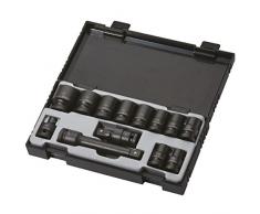 JBM 52341 - Pack de 13 Piezas con 10 Vasos de Impacto Hexagonales, Adaptador, Articulación Universal y Barra de Extensión.