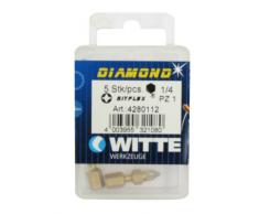Witte 428011 - Puntas en cajita de plástico, largo 25 mm, tipo: PZ 1 DIAMOND FLEX (Puntas / Caja: 5)