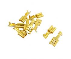Sourcingmap a12052800ux0220 - 10 piezas de oro tono de pala crimp conectores de cableado terminales 6.3mm