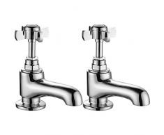 ENKI cromo doble grifo de Lavabo Baño Regency de latón Cruz Vintage antiguo Inglés Eton