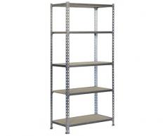 Simonrack 778100025201045 - Estantería sin tornillos (5 bandejas aglomerado, 2000 x 1000 x 400 mm, 150 kg/estante) color galvanizado/madera