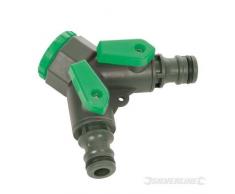 Silverline 444072 - Conector para grifo de 2 vías (BSP 3/4 a macho 1/2)