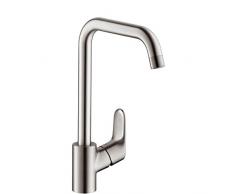 Hansgrohe 31820800 Focus grifo de cocina con caño giratorio 110º, 150º y 360º, acero inoxidable