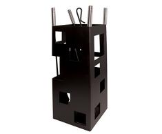 Imex El Zorro 10098 - Juego para chimenea, cuadrado (inox, 50 x 20 x 20 cm) útiles color negro