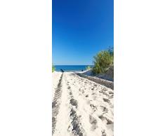 Posterdepot Papel pintado para puerta puerta Póster en el camino de arena a la playa – Cielo Azul sobre el mar – Tamaño 93 x 205 cm, 1 pieza, ktt0698