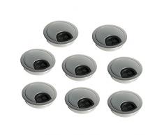 Emuca 5070864 - Pack de 8 pasacables circulares para encastrar en escritorio y mesa (60 mm) color cromo mate