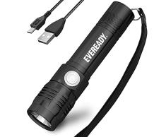 Energizer Eveready - Linterna recargable, súper brillante, ligera, resistente al agua y a los impactos, ideal para camping, cable de carga micro USB incluido