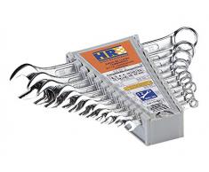 Alyco 170182 - Juego 12 llaves combinadas HR High Resistance DIN 3113 Cr-V cromado brillante en caja de carton