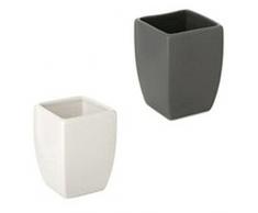 TATAY 6270100 - Colección Thai, Vaso portacepillos de dientes de cerámica blanca, 7.5x 7.5 x 15 cm