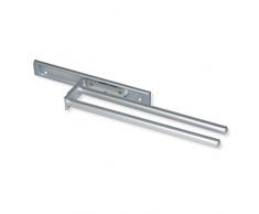 Emuca 7086862 Soporte colgador extensible para toallas/paños de cocina con 2 brazos largo 310mm aluminio anodizado mate
