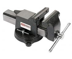KS Tools 914.0148 - Tornillo de banco paralelo, 150 mm – Tornillo de mesa de hierro fundido con paredes de acero – Base giratoria versátil – Pared intercambiable – Distancia de hasta 200 mm