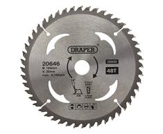 Draper 20646 Hoja de sierra circular TCT para madera, 165 x 20 mm, 48T