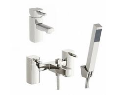ENKI moderno baño grifo para bañera con alcachofa de ducha + grifo mezclador monomando para lavabo unidades DESIRE