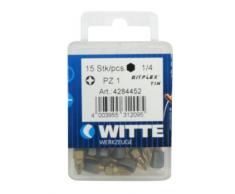 Witte 428445 - Puntas en cajita de plástico, largo 25 mm, tipo: PZ 1 BITFLEX TIN (Puntas / Caja: 15)