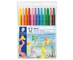 Staedtler Noris Club 221 NWP12, Lápices de cera giratorios, Estuche con 12 ceras de colores surtidos