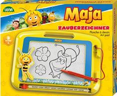 Lena 65687 mágica etiquetadoras, pizarra mágica con abeja Maya, diseño magnético veces Pizarra Pizarra Mágica para niños a partir de 3 años, (con lápiz y control deslizante, pizarra magnética para siempre nuevo para