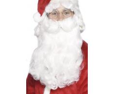 Smiffys-98150 Barba de Papá Noel, Blanca, 38cm / 15in, Deluxe, Color, Tamaño único (SmiffyS 98150)