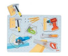 Goki- Puzzle de Sonidos Herramientas Suelo, Multicolor (57368)