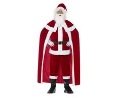 SmiffyS 43124L Disfraz De Papá Noel Deluxe Con Pantalones Chaqueta Capa Cinturón, Rojo, L - Tamaño 42-44