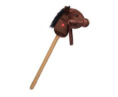 Relaxdays Caballito de Palo, Caballo Juguete con Sonido, Madera y Peluche, Relincha y Galopa, 1 Ud, 67 cm, Marrón, Color, estándar (10023851)