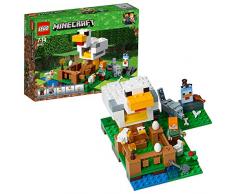 LEGO Minecraft - Gallinero, Juguete Educativo de Construcción del Videojuego con Muñecos de Lobo y Alex para Niños y Niñas de 7 a 14 Años (21140)