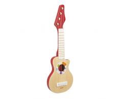 Janod - Guitarra Rock de Madera Confetti - Juguete Imitación y Estímulo Musical - 4 Cuerdas de Plástico + 4 de Repuesto - A Partir de 3 Años, J07644