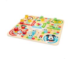 Juego de parchís y oca Mickey Mouse, Juego de mesa parchís, Juego de mesa oca, Juguetes Mickey Mouse, Juego de mesa de madera, Juguetes de madera, 18 piezas, WOOMAX Disney, +4 años
