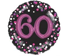 Amscan International 3597901 - Globo de Papel de Aluminio, 60 cumpleaños, Color Rosa Brillante