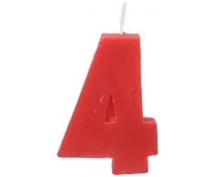 Party- Vela de cumpleaños numero 4, 5 x 3.5 cm, Color rojo (68028)